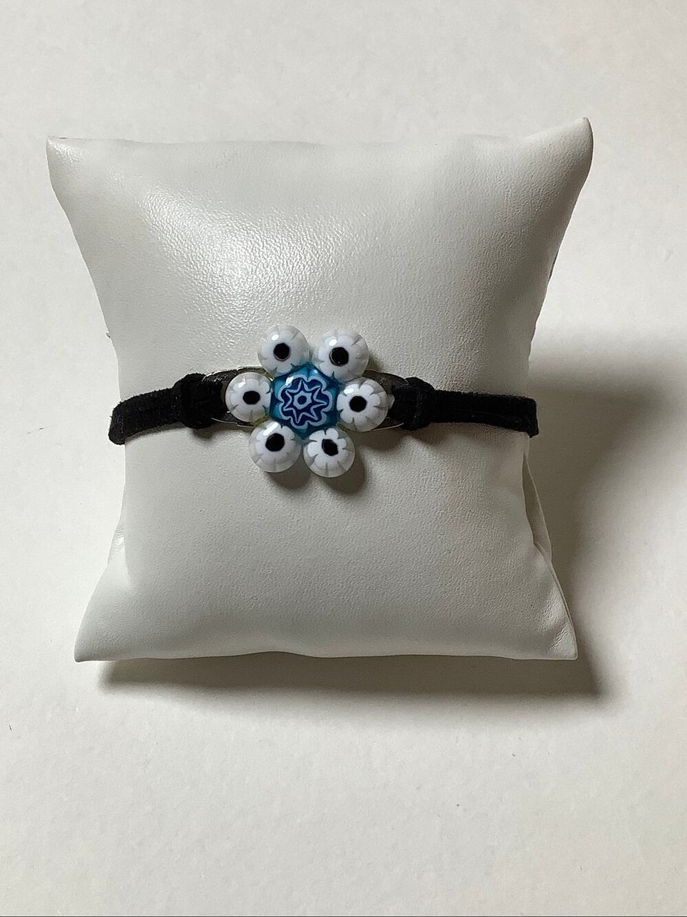 Murano Glass Italy Handcrafted Glass Flower Cord Bracelet Minimalist F18-55